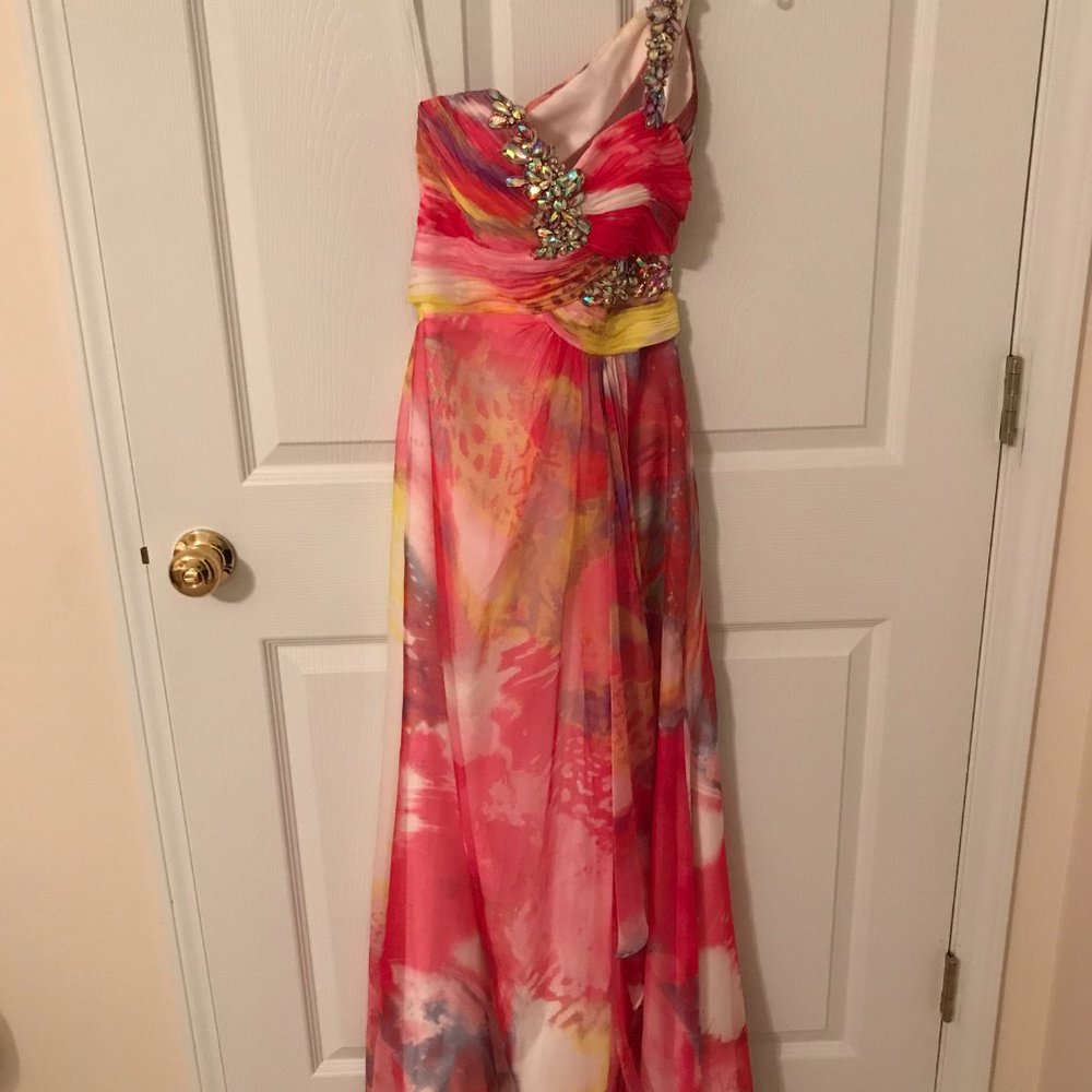 Camille Pink Multi-Colored Long Dress